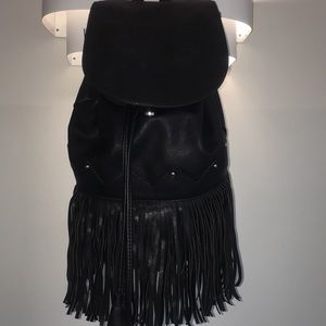 CALL IT SPRING Black Fringe Book Bag
